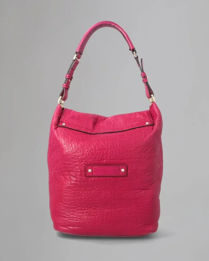 Tillie Drawstring Shoulder Pre-Loved Foxglove Pink Croc Nappa