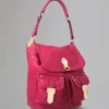 Tillie Drawstring Shoulder Pre-Loved Foxglove Pink Croc Nappa