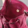Tillie Drawstring Shoulder Pre-Loved Foxglove Pink Croc Nappa