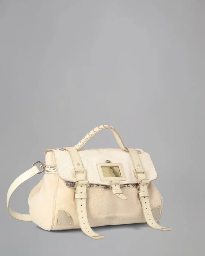 Travel Day Bag Pre-Loved Marshmallow White Mixed Material-Hairc