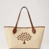 Tree Tote – Raffia Ecru & Bright Oak Raffia & Leather Trim