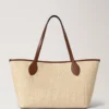 Tree Tote – Raffia Ecru & Bright Oak Raffia & Leather Trim