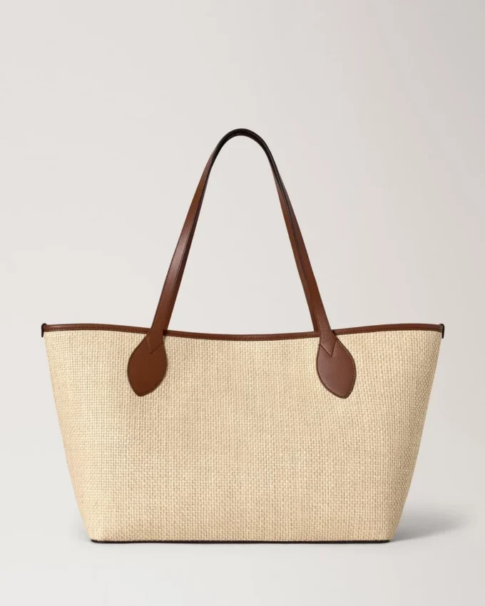 Tree Tote – Raffia Ecru & Bright Oak Raffia & Leather Trim