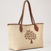 Tree Tote – Raffia Ecru & Bright Oak Raffia & Leather Trim