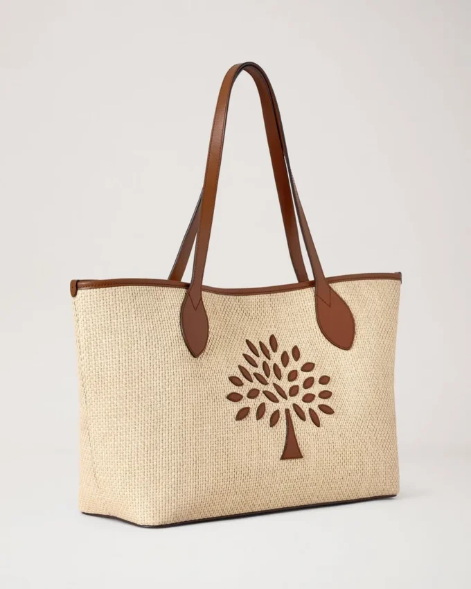 Tree Tote – Raffia Ecru & Bright Oak Raffia & Leather Trim