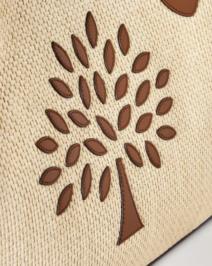 Tree Tote – Raffia Ecru & Bright Oak Raffia & Leather Trim