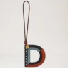 Tri-Colour Leather Keyring – D Black Silky Calf