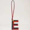 Tri-Colour Leather Keyring – E Midnight Silky Calf