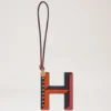 Tri-Colour Leather Keyring – H Midnight Silky Calf