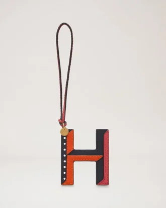 Tri-Colour Leather Keyring – H Midnight Silky Calf