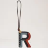 Tri-Colour Leather Keyring – R Black Silky Calf