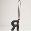 Tri-Colour Leather Keyring – R Black Silky Calf