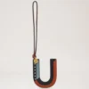 Tri-Colour Leather Keyring – U Black Silky Calf