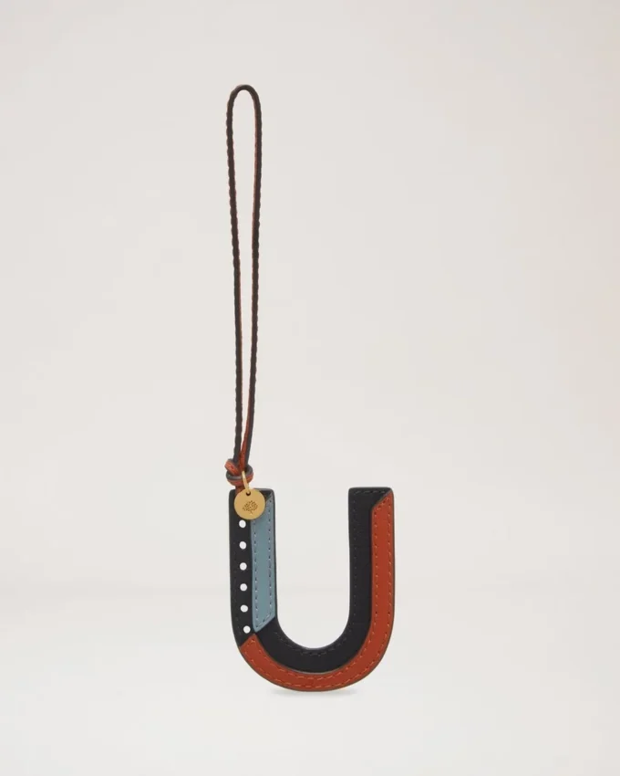 Tri-Colour Leather Keyring – U Black Silky Calf