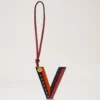 Tri-Colour Leather Keyring – V Midnight Silky Calf