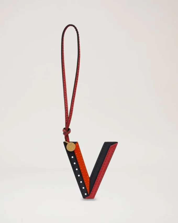 Tri-Colour Leather Keyring – V Midnight Silky Calf