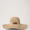 Wide Brim Raffia Hat Beige 100% Paper Raffia Summer Edit