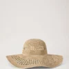 Wide Brim Raffia Hat Beige 100% Paper Raffia Summer Edit