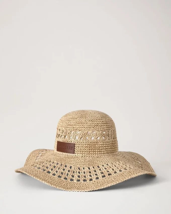 Wide Brim Raffia Hat Beige 100% Paper Raffia Summer Edit