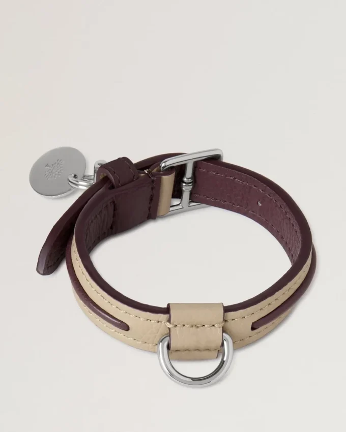 Xs Leather Dog Collar Dune & Oxblood Small Classic Grain