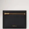 Zipped Credit Card Slip Black Small Classic Grain