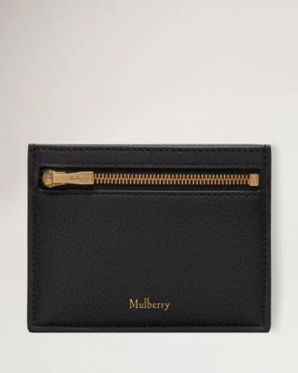 Zipped Credit Card Slip Black Small Classic Grain