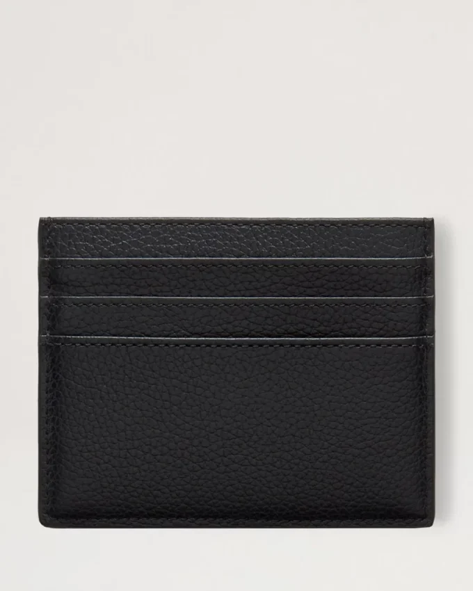 Zipped Credit Card Slip Black Small Classic Grain
